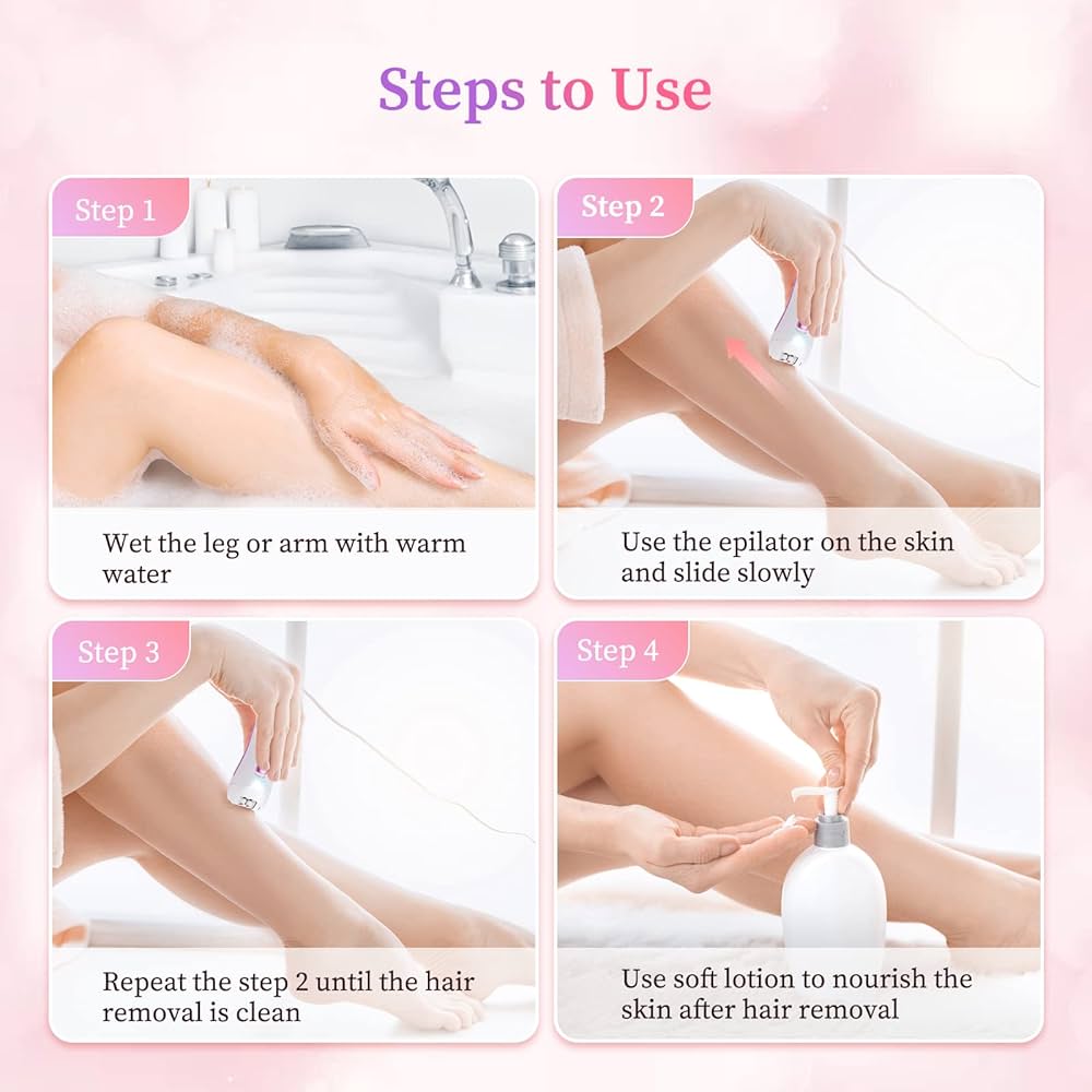 Épilateur électrique Smooth Glide pour femme, 2 vitesses et lumière LED